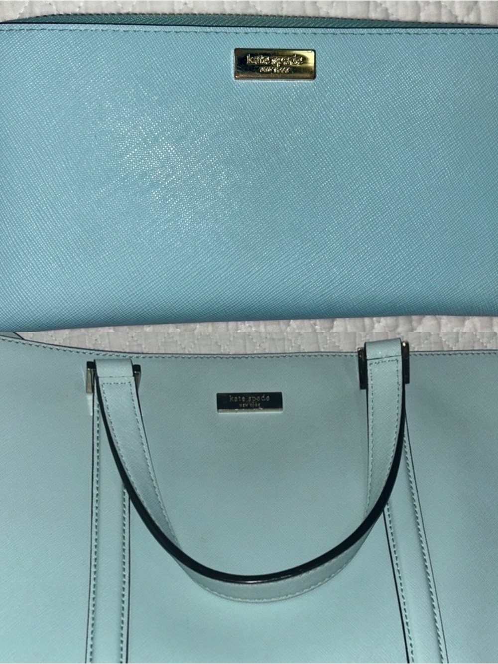 kate spade sea foam blue tote